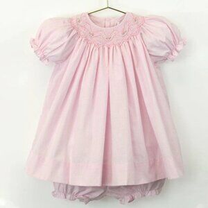 PETIT AMI PINK GINGHAM ZIGZAG SMOCKED DRESS AND BLOOMERS 9 MTHS